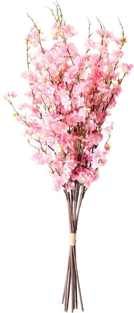 BELIANI Kunstblumenstrauß Rosa 95 cm Hochwertig wie Echt Künstliche Blumen Kirschblütenzweige Kunstblumen Arrangement für Vasen Bodenvasen Hoch...