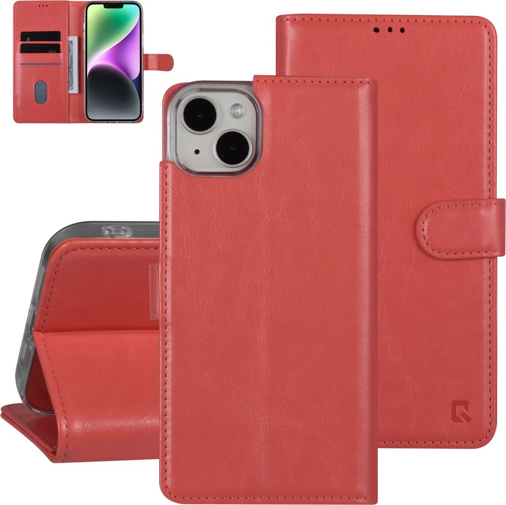 UNIQ Accessory iPhone 14 & 15 Plus Booktype Case - Kartenhalter für 3 Karten - Magnetischer Verschluss - Pink