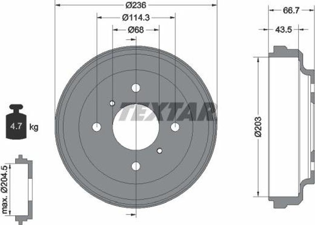 TEXTAR 94026900 Bremstrommel OE 432064M000 kompatibel mit Primera, Almera