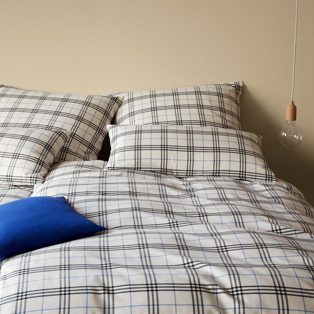 elegante Soft-Flanell-Bettwäsche-Garnitur Livingston Farbe Creme-Schwarz Größe 200x220+2x40x80