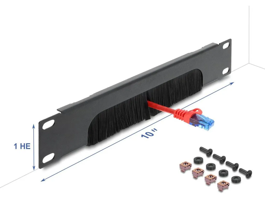 Passe-câble brosse DeLOCK 67463 en métal résistant pour baie réseau