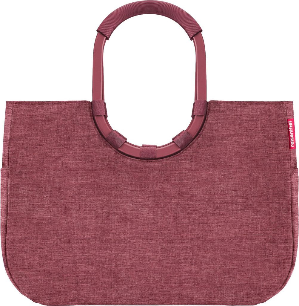 A maroon reisenthel loopshopper bag with maroon handles against a white background.