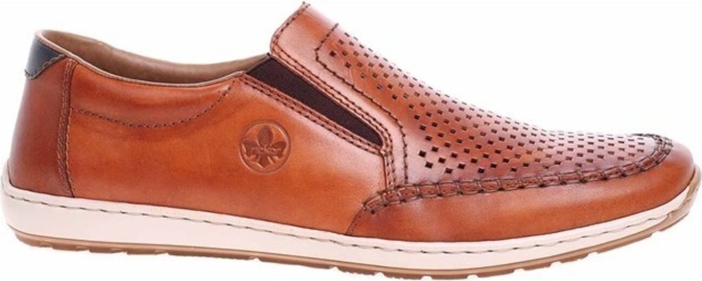 Rieker Herren Slipper Leder Halbschuh Lochmuster Stretch Produktbild 