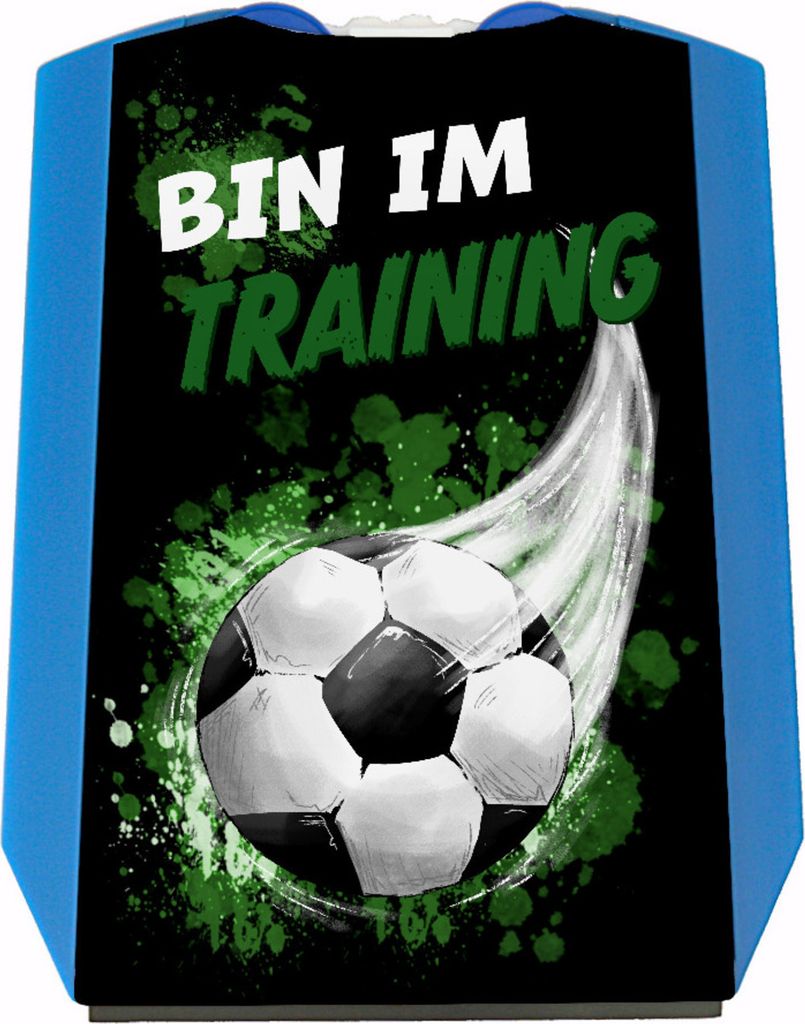 Bin im Training Fußball Parkscheibe mit 2 Einkaufswagenchips