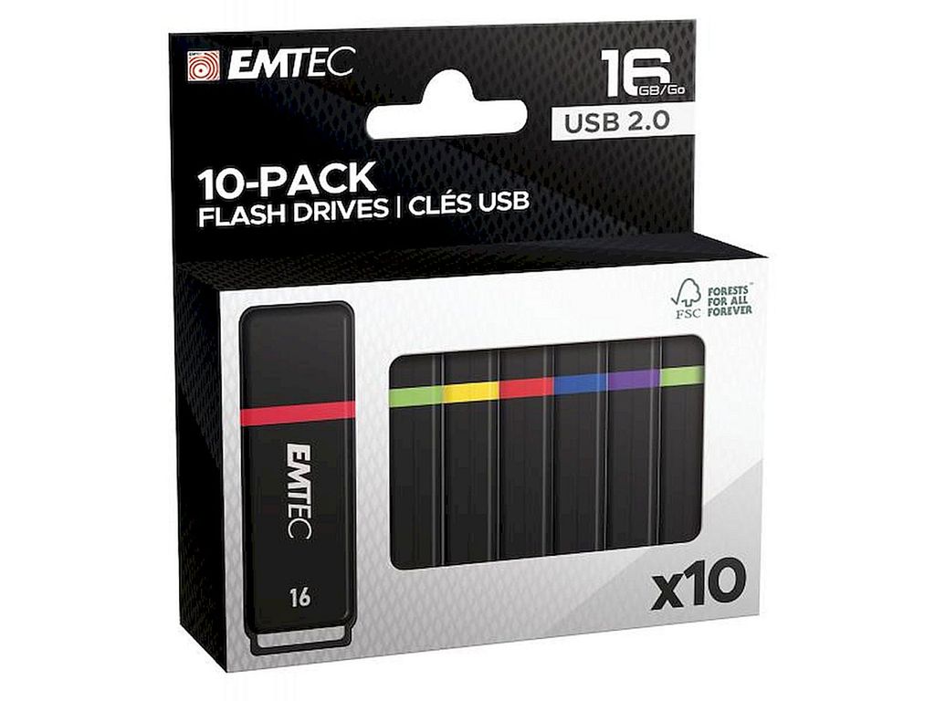 Emtec USB2.0 K100 16GB P10 10-pack colour box retail Image du produit 