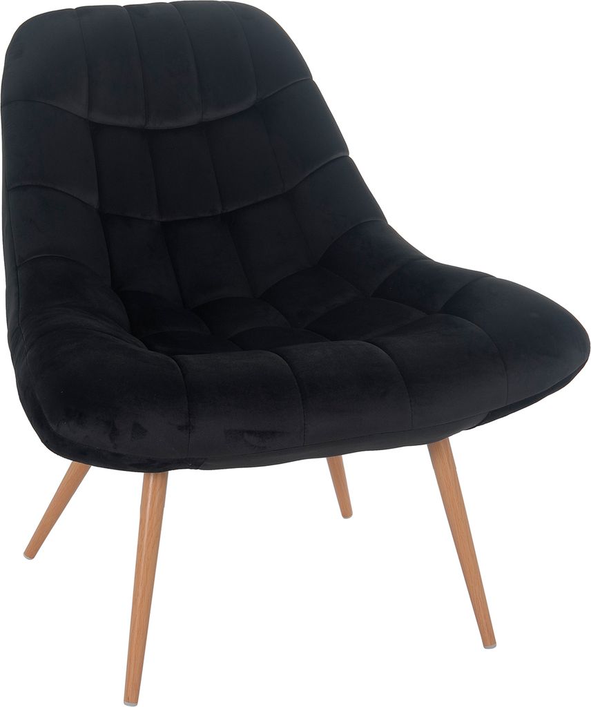 SalesFever Loungesessel mit XXL-Sitzfläche | Bezug Stoff in Samt-Optik | Gestell Metall in Holzoptik | üppige Steppung | B 76 x T 87 x H 86 cm | ...
