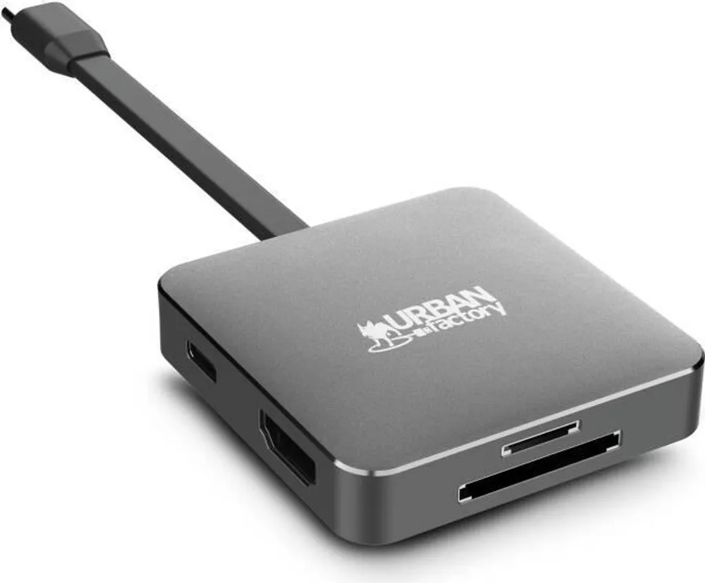 Hub USB-C HUBEE LIGHT Urban Factory pour Manque de Ports USB Gris