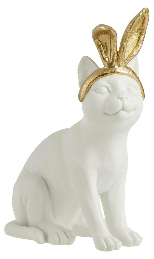 Katze Ohren POLYRESIN Gold/WEIß Large