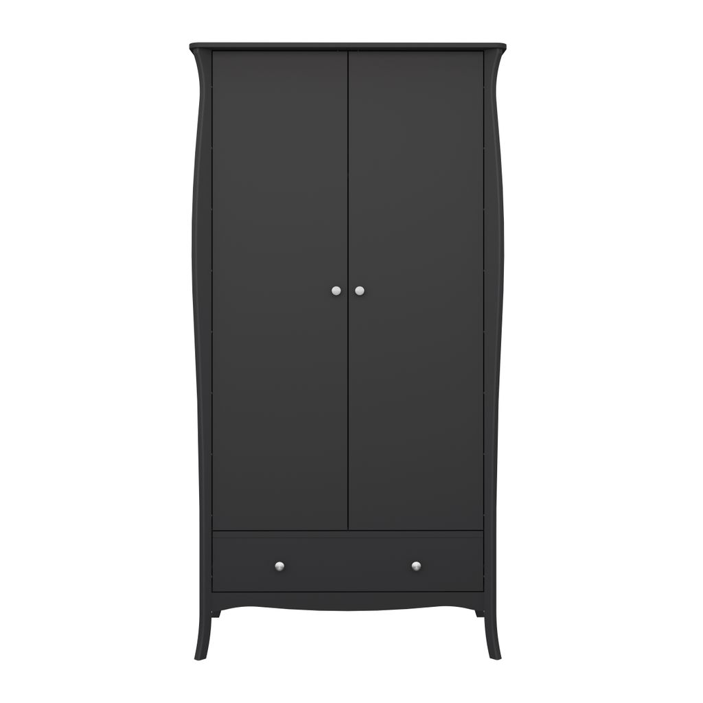 Baroque Kleiderschrank 2-türig mit 1 Schublade Breite 99 cm, Höhe 192 cm grau.