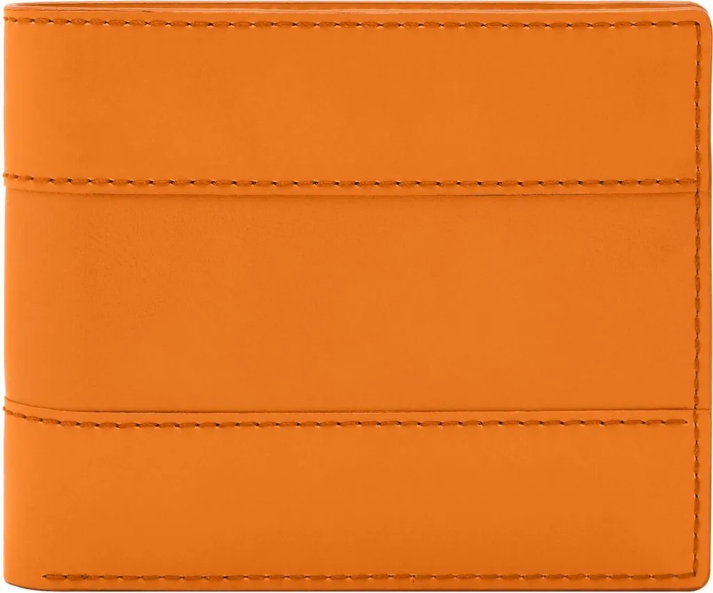 Porte-cartes Bifold en Cuir Orange Everett Fossil - Étui Compact Homme