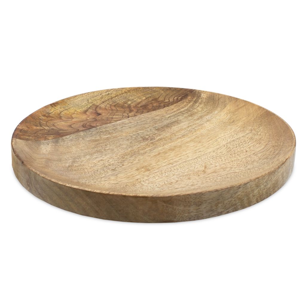 Spetebo Mango Holz Servierplatte - Ø 30 cm - Holz Kerzenteller braun - Servierteller Deko Tablett Obstteller Vorspeisen Tapas Platte