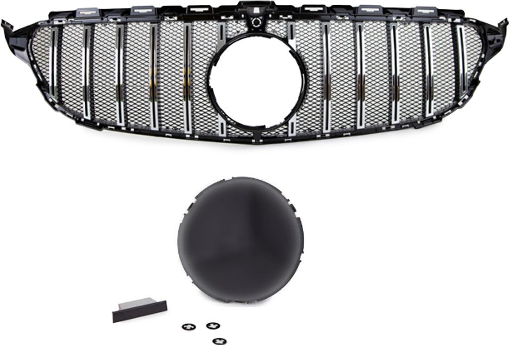 Kühlergrill Grill Schwarz Chrom+ Race Gitter passt für Mercedes S205 W205 14-18 auf Sport Panamericana GT