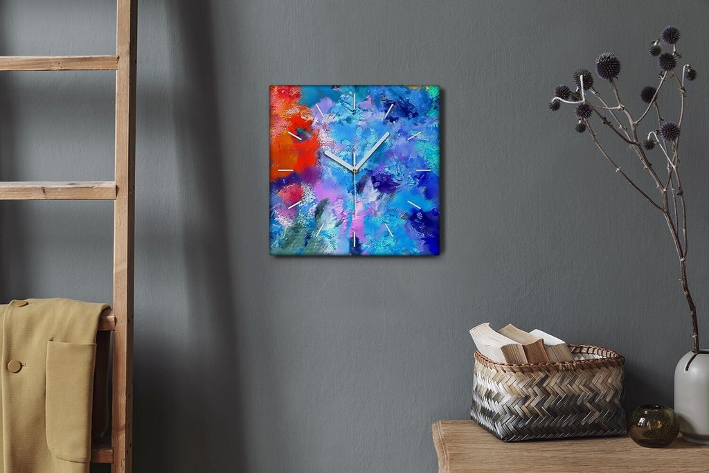 Coloray Hodiny Unikátní 30x30 cm Tiché hodiny Pro obývací pokoj a kuchyň Nástěnné hodiny Plátno Bílé ručičky hodin - Daubs