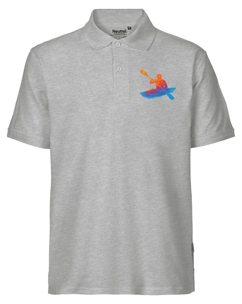 Huuraa Herren Polo Shirt Canoeing Kajakfahren bunte Silhouette S Sport Grey Bio Baumwolle Fairtrade Poloshirt Geschenkidee