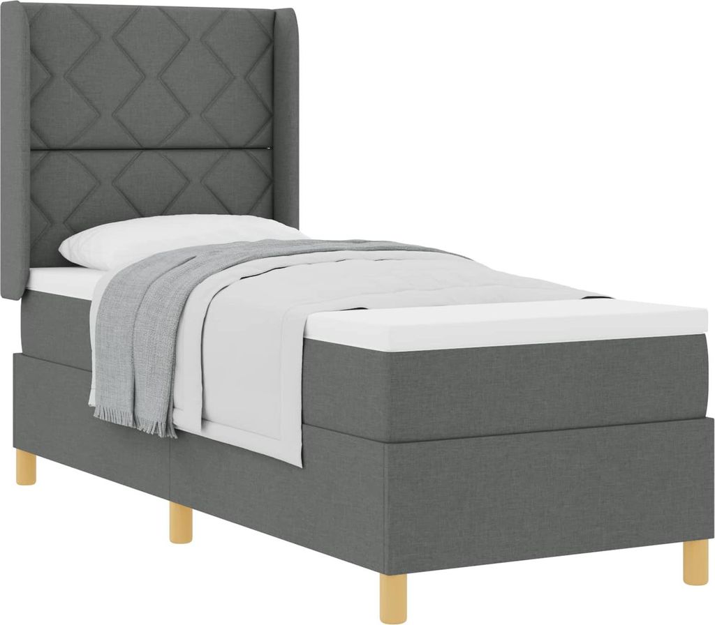 Boxspringbett mit Matratze Dunkelgrau 80 x 200 cm Stoff