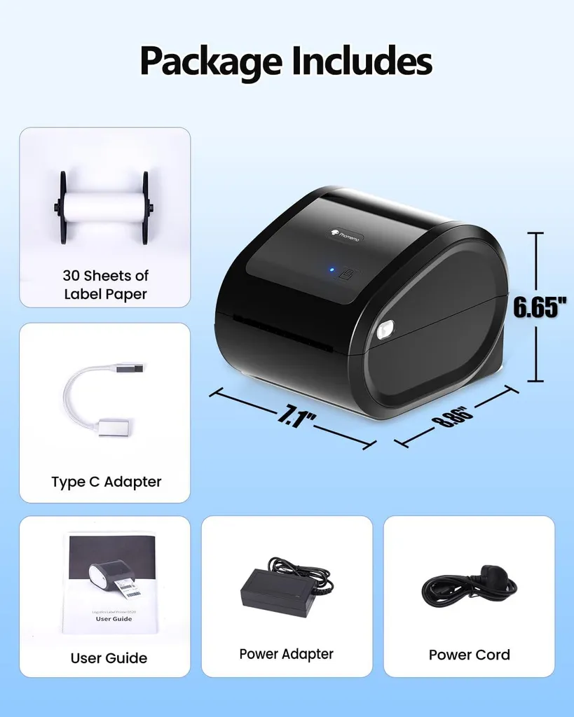 Imprimante de Codes-Barres Bluetooth Phomemo D520BT Sans Encre et Rapide - 2