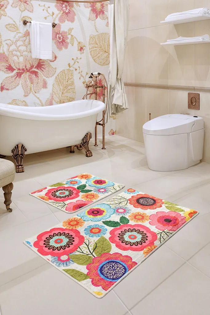 Tapis de bain absorbant pour famille - Set complet 2 pièces sol de bain