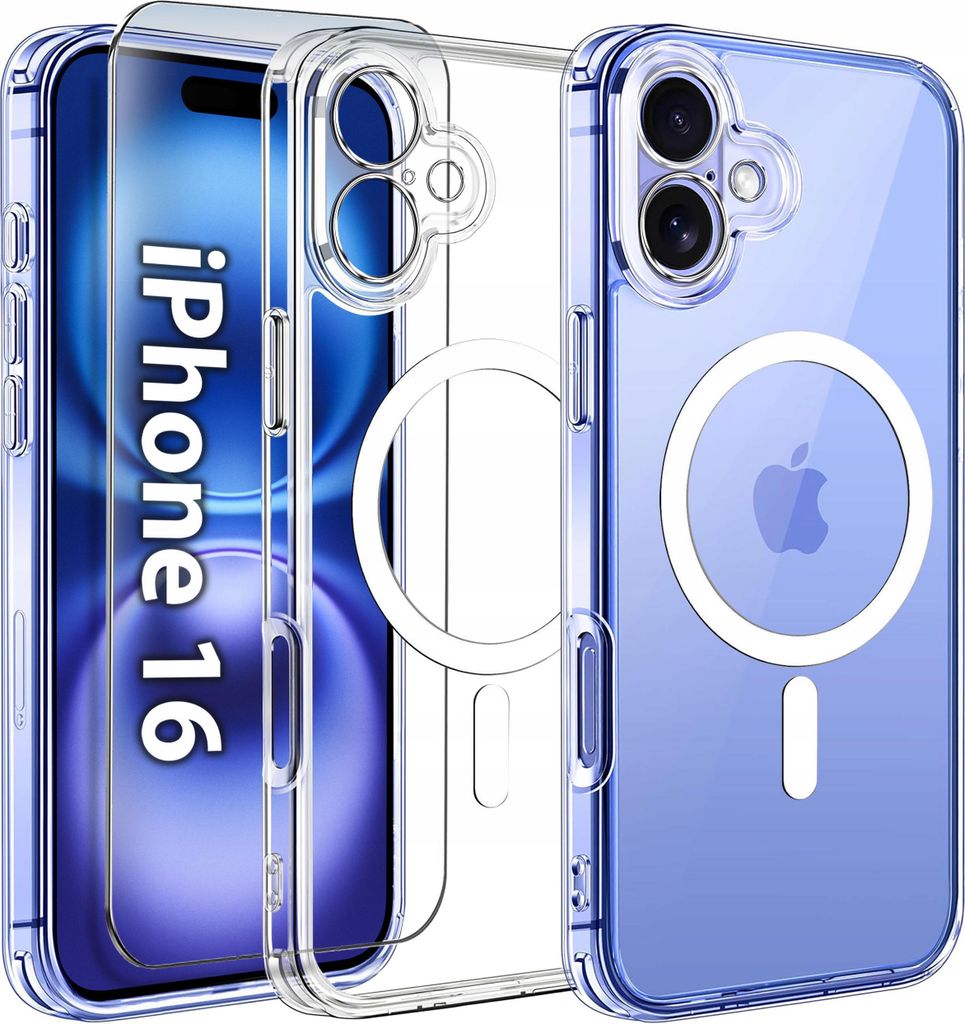 Verstärkte iPhone 16-Hülle für MAGSAFE ANTI SHOCK CASE + 9H-SCHUTZGlas