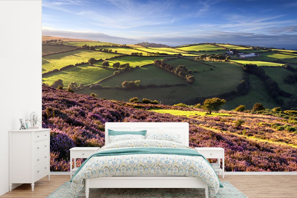 MuchoWow Fototapete für Wohnzimmer oder Schlafzimmer Wandtapete Vinyl Motivtapete Die Herbstlandschaft des Exmoor National Park in England - 330...