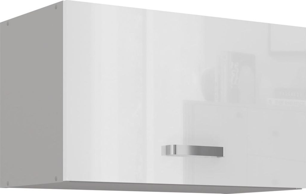 Küche Hängeschrank 60 Bianca Weiß Hochglanz + Grau Küchenzeile Küchenblock