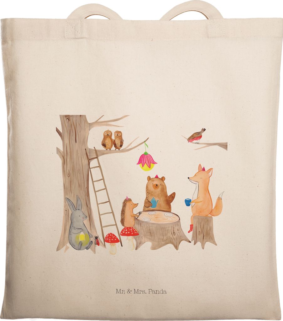 Mr. & Mrs. Panda Tote Bag Waldtiere Picknick - Transparent - Geschenk, Büchertasche, Eichhörnchen, Lustige Sprüche, Tasche, Shopping, Jutebeutel...