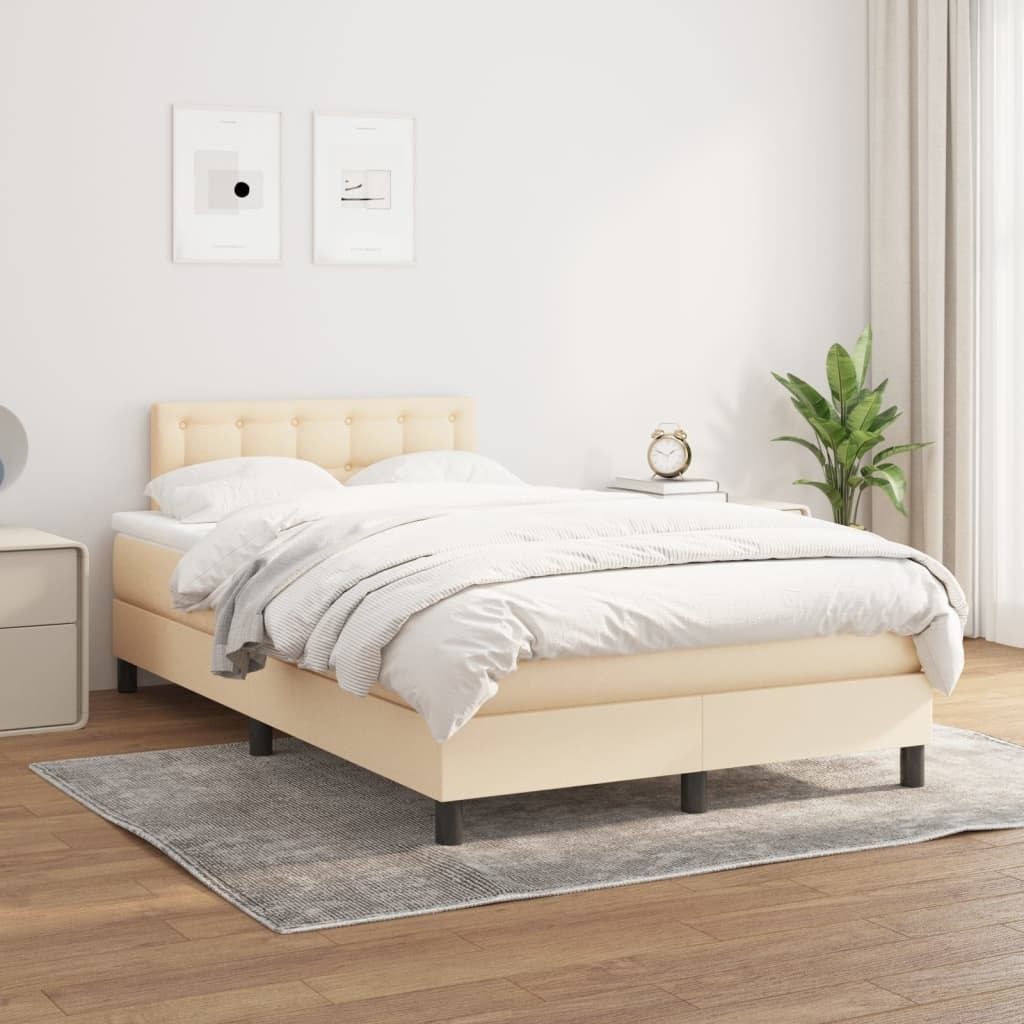 Maison Exclusive - Boxspringbett mit Matratze Creme 120x200 cm Stoff