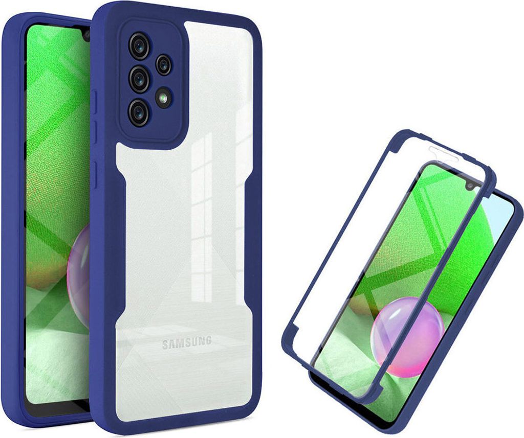 Samsung Galaxy A72 5G/4G Schutzhülle, Eingebautem Displayschutz 360 Grad Komplettschutz Handyhülle für Samsung A72 5G/4G Blau