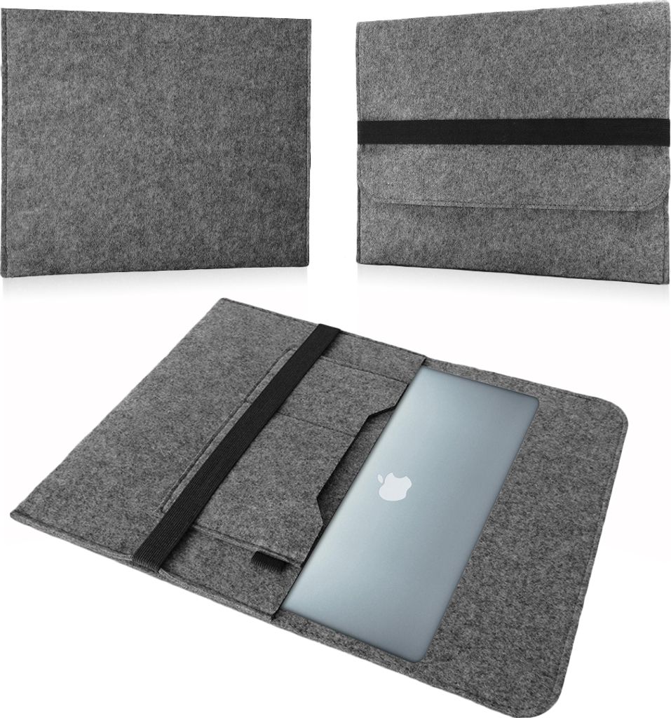 Nauc Tasche für Apple MacBook 12 Zoll Grau Sleeve Hülle Notebook Filz Cover Case