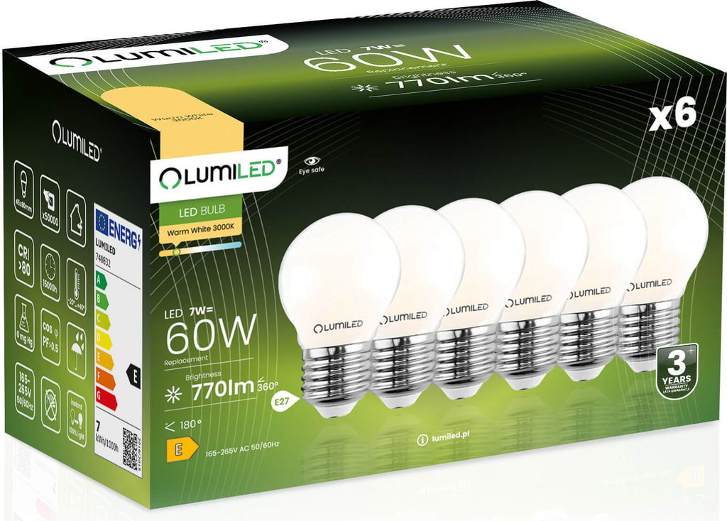 LUMILED E27 LED žiarovka P45 7 W (náhrada za 60 W žiarovku) Obrázok produktu 