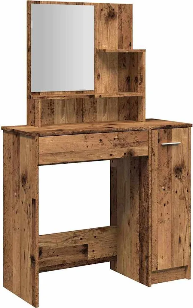 Toeletta Esclusiva 86,5x35x136 cm | Design Legno Antico e Specchio