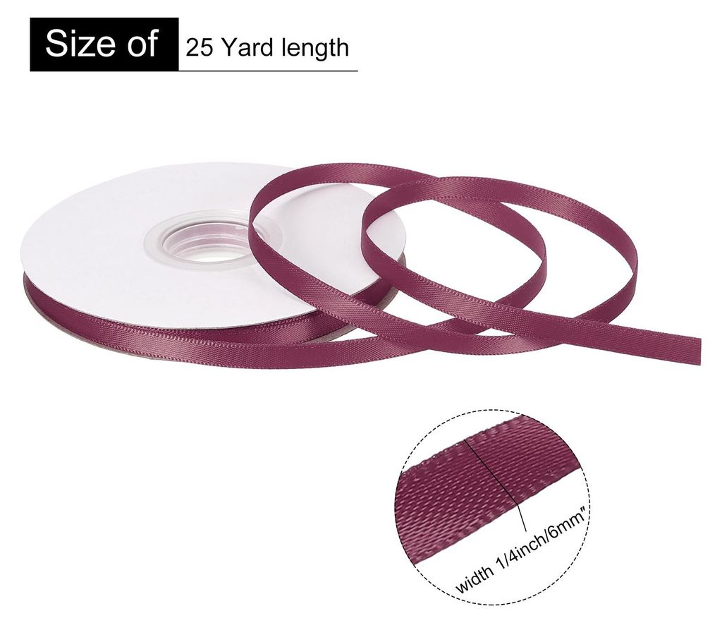 6 mm x 23 Meter Satinband, Doppelseitige Schleifenband Polyester Geschenkband fš¹r Deko Party Hochzeit Geburtstag Trauer Geschenkverpackung Band,...