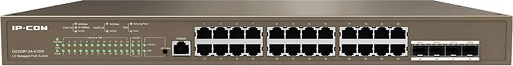 Switch PoE 370W IP-Com G5328P-24-410W avec 24 Ports et 4 Slots SFP