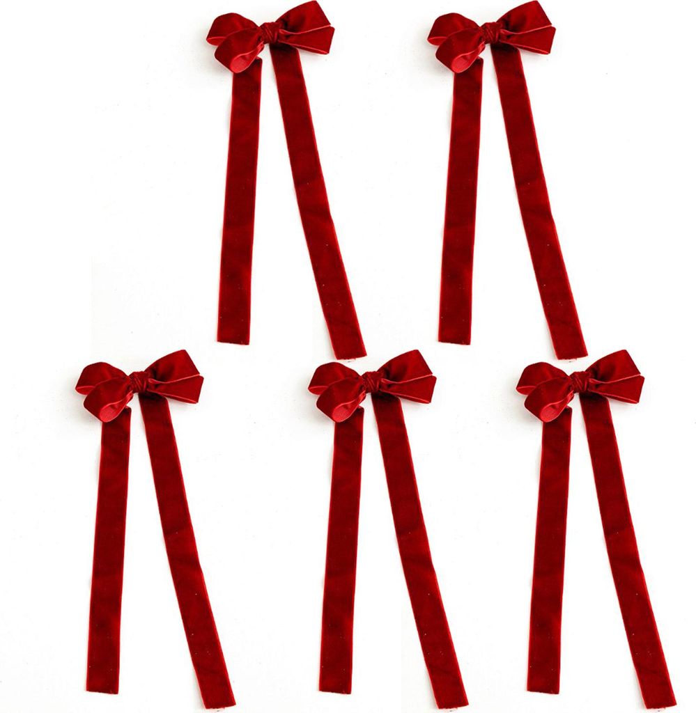 Vintage-Schleifen aus Samtband, 10 x 25 cm, rustikale Schleife, Weihnachtsbaumschmuck für Zuhause, Party, Haustür, Kranz, Girlande, Weihnachtsdek...