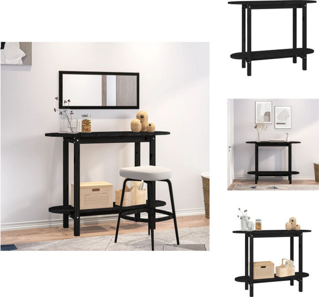 vidaXL Konsolentisch Schwarz 110x40x80 cm Massivholz Kiefer Produktbild 