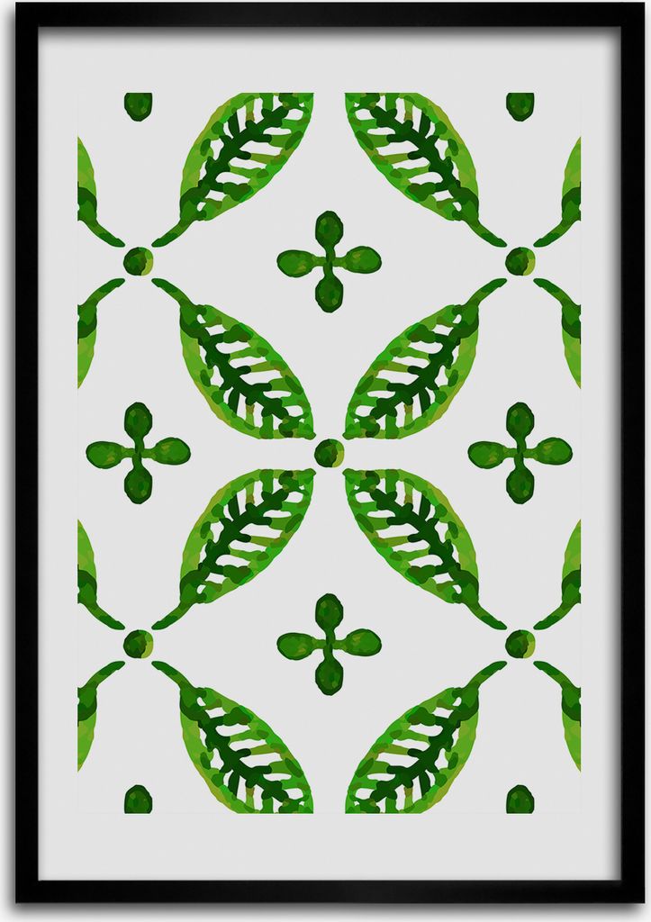 Bild - Bilderrahmen - 50 cm x 70 cm - MDF - Rahmen - Wandkunst Grüne Blätter