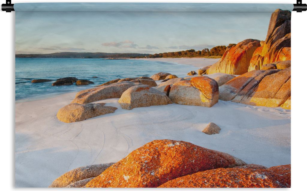 MuchoWow Wandteppich Wandbehang Felsen am Strand der Bay of Fires in Tasmanien 120x80 cm Tapisserie Dekoration Wandtuch - Wanddekorationen - Wand...