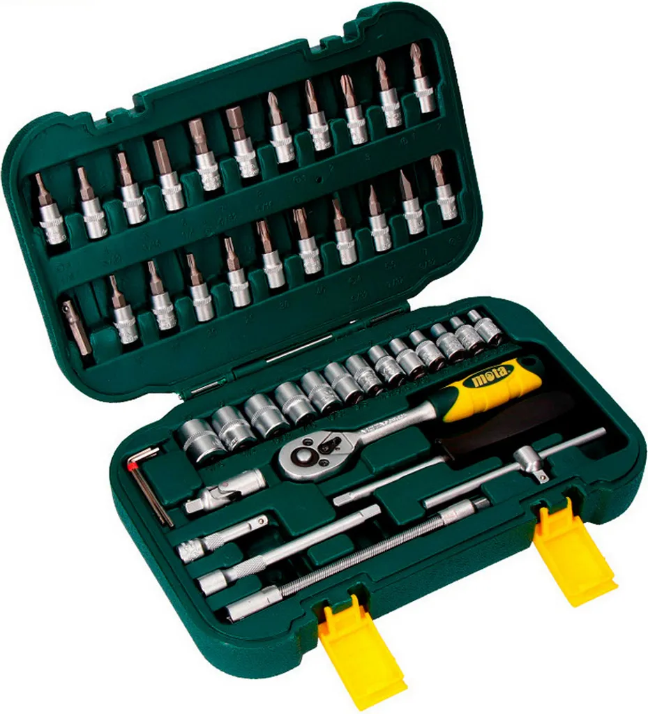 Boîte à outils de serrage 1/4 EK402 kit de clé à douille Cr-V 45 pcs