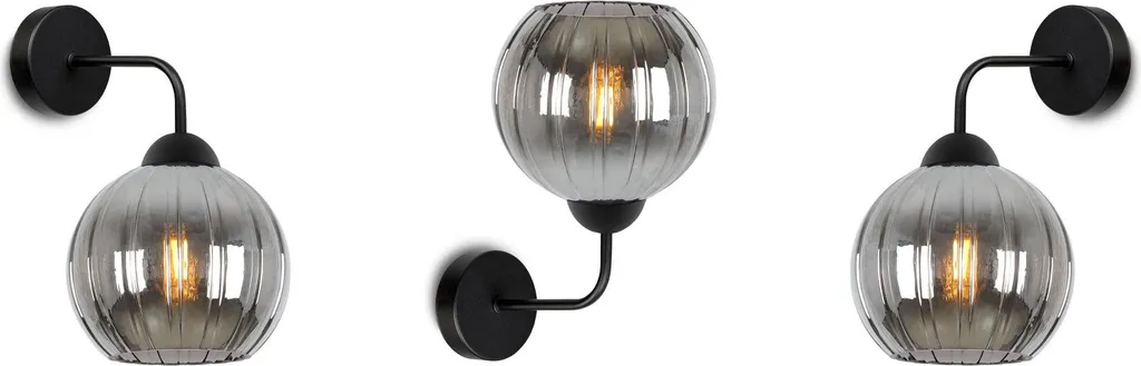 Applique noire moderne à globe graphite E27 pour éclairage chic 12cm - 6