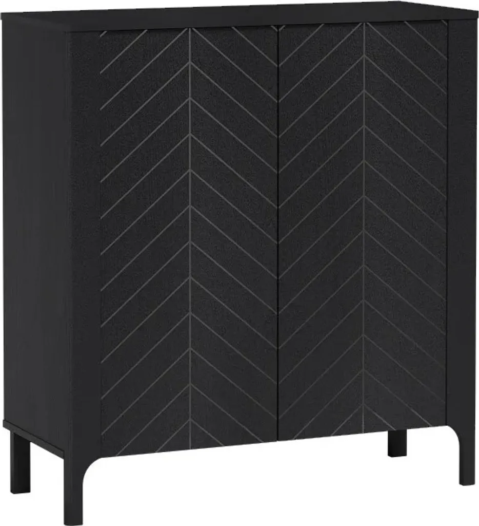 Commode de salon noire MARCIA avec portes pour rangement séjour