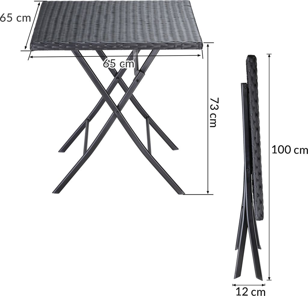 CASARIA® Gartentisch Wetterfest Klappbar 65x65cm Produktbild 8