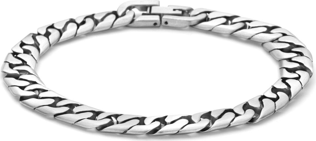 Frank 1967 - 7FB-0791 - wijde stalen schakelarmband heren - zilver - 21 cm