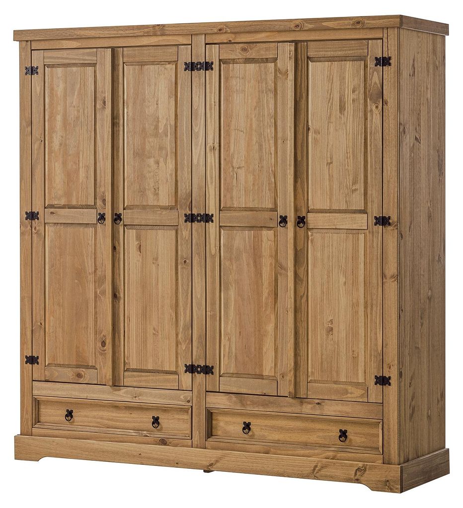 home24 Drehtürenschrank - Eckig - Kiefer Massiv