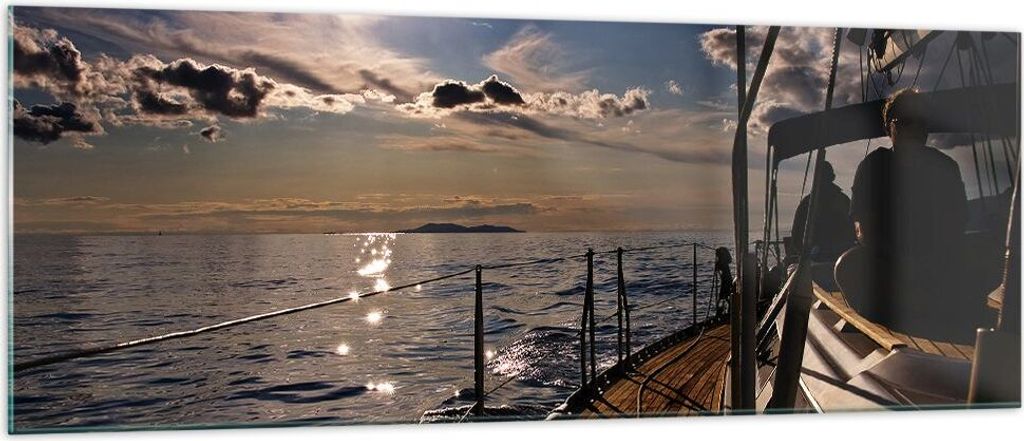 Bilder auf glas - Kroatien Yacht Segeln Segelboot - 140x50cm - Glasbilder - Wandbilder - Kunstdruck - zum Aufhängen bereit - Wanddekoration aus Gl...