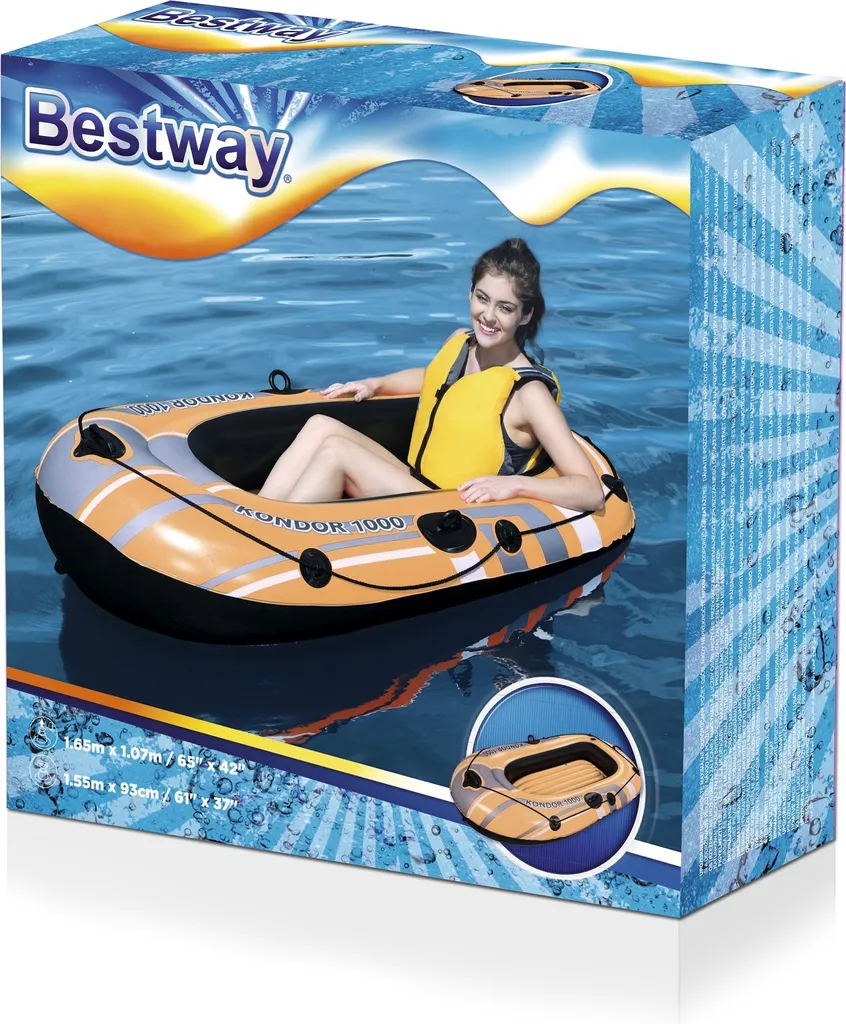Bateau gonflable robuste 155x93cm avec valves sécurité et PVC épais - 30
