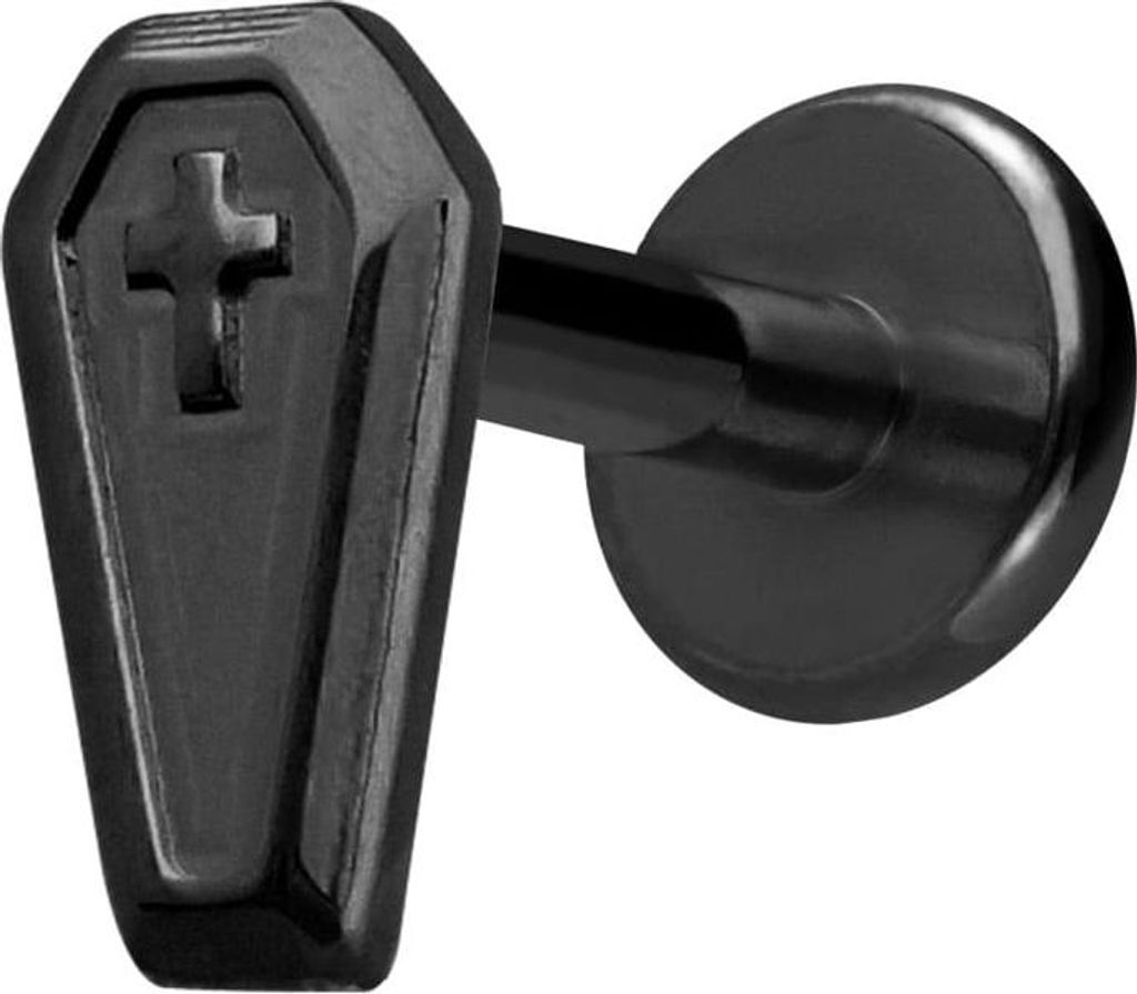 Ohrpiercing, Nasenpiercing Titan Labret mit Innengewinde SARG Schwarz Stablänge: 8mm | Stabstärke: 1,6mm