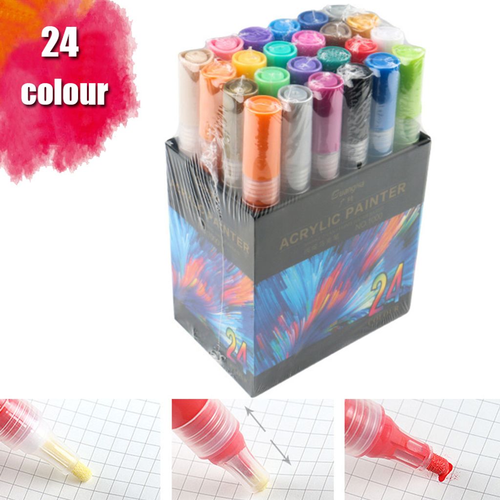 12 Farben Acrylstifte Marker Permanent Wasserfest Set für DIY Graffiti Steine 