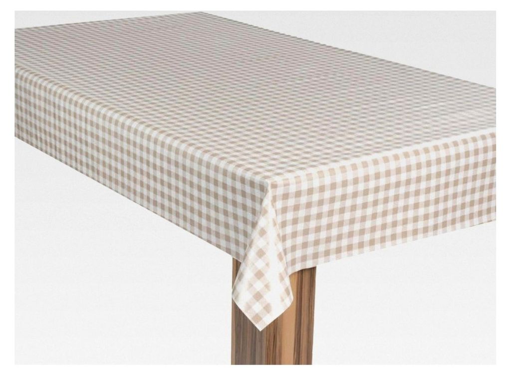 Wachstuch-Tischdecke Karo Beige, Größe: 80x80
