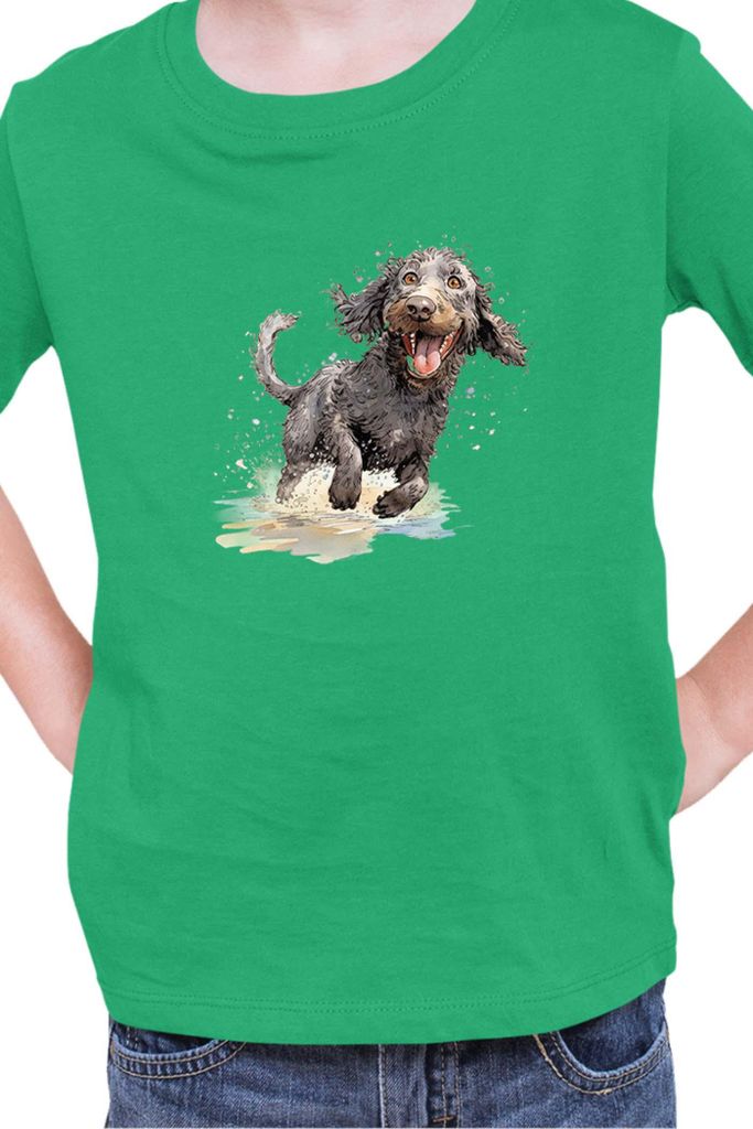 Kinder T-Shirt Funny Dogs Breeds American Water Spaniel Dog Breed 020, 3-4 Jahr - 104 / Grün