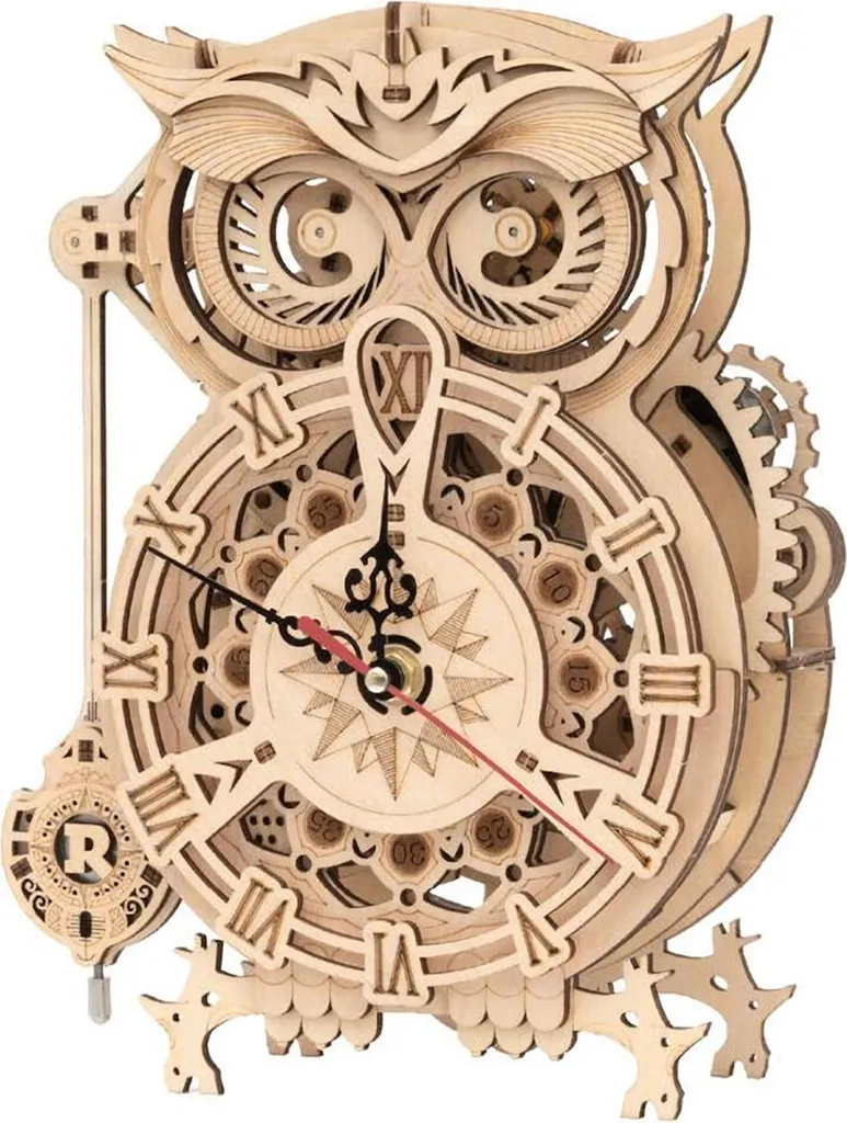 Maquette Mécanique Horloge Hibou Puzzle 3D en Bois Décoration Vintage