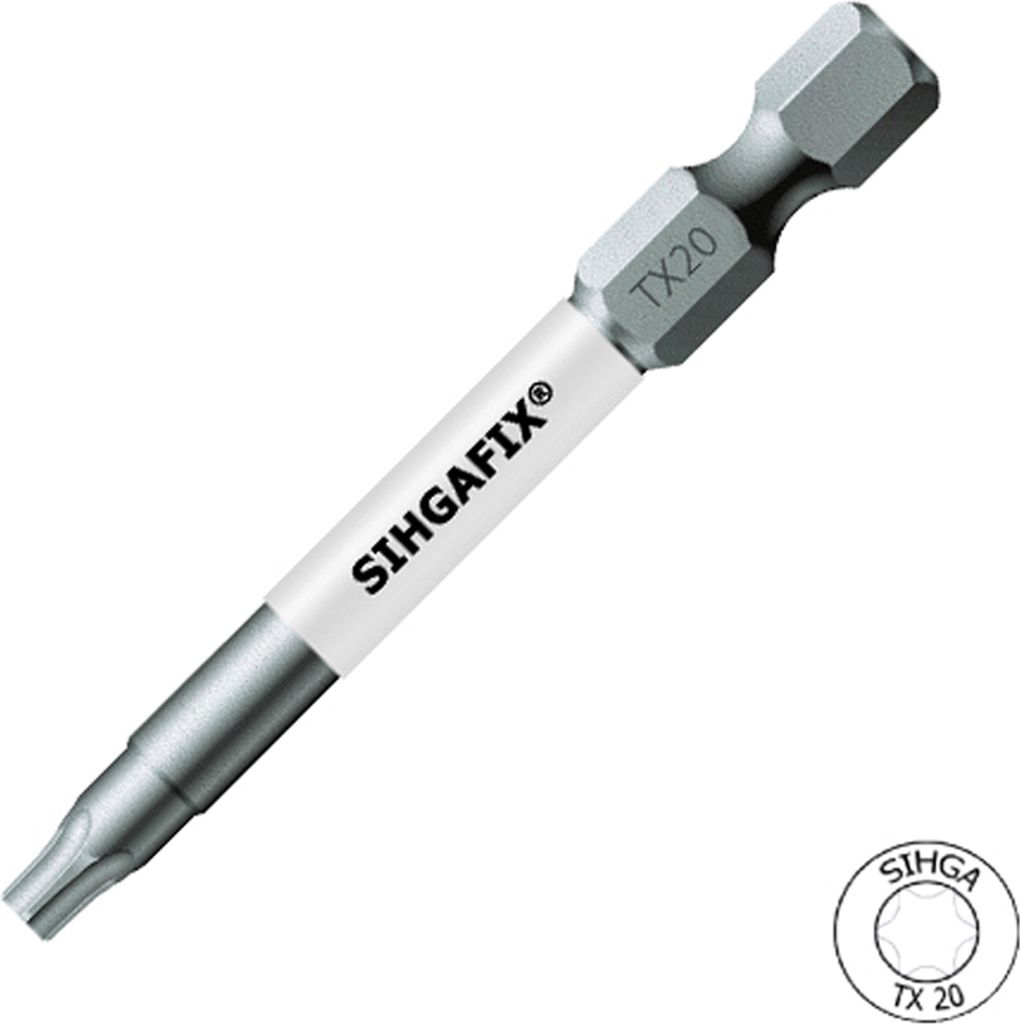 5 Stück SIHGAFIX Torx Bitsystem 60 mm Länge TX 20